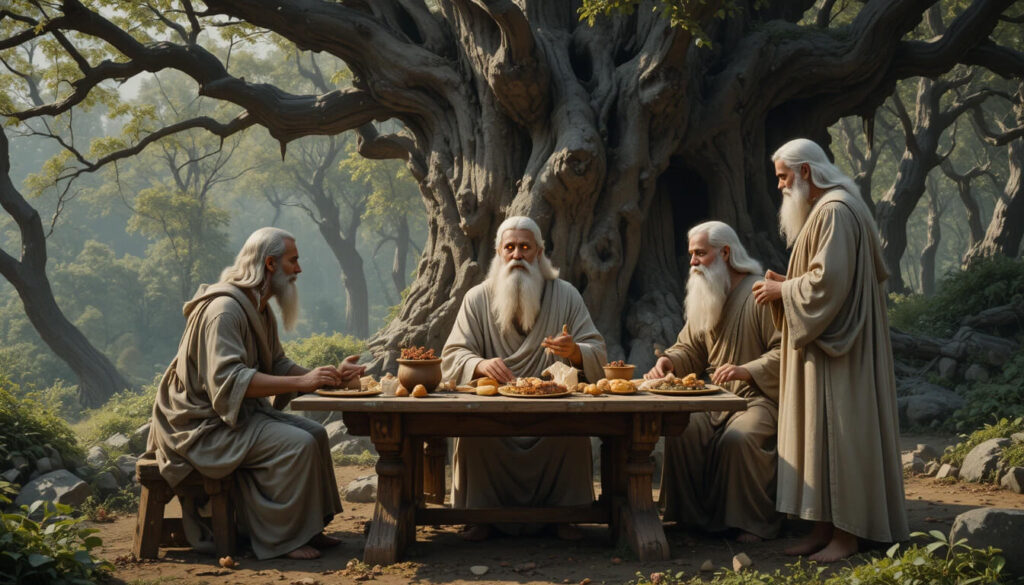 "Poderosos" comendo com Abraão mostrando natureza física dos deuses da Bíblia não seres espirituais onipotentes