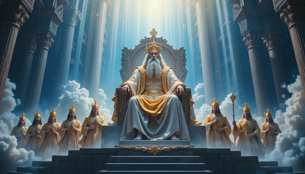 Assembleia dos "Poderosos" do Salmo 82 mostrando conselho de múltiplos deuses com Elyon presidindo revelando estrutura plural da Bíblia