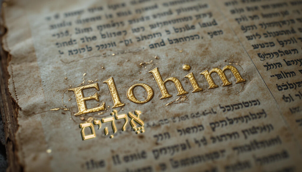 Manuscrito hebraico antigo destacando palavra Elohim (אֱלֹהִים) em plural provando que Bíblia fala de múltiplos deuses não um único