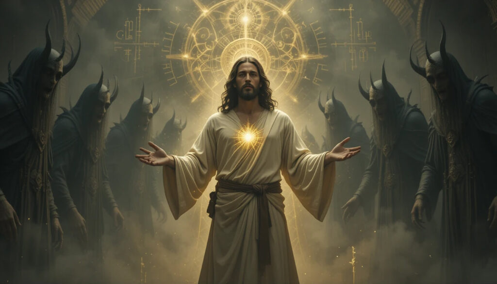 Jesus confrontando Arcontes mostrando que veio para libertar humanidade do controle de Yahweh e entidades do Antigo Testamento