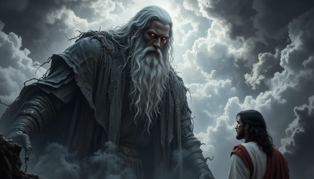 Jesus enfrentando Yahweh mostrando oposição entre deus do Novo Testamento e deus do Antigo Testamento revelada em textos antigos