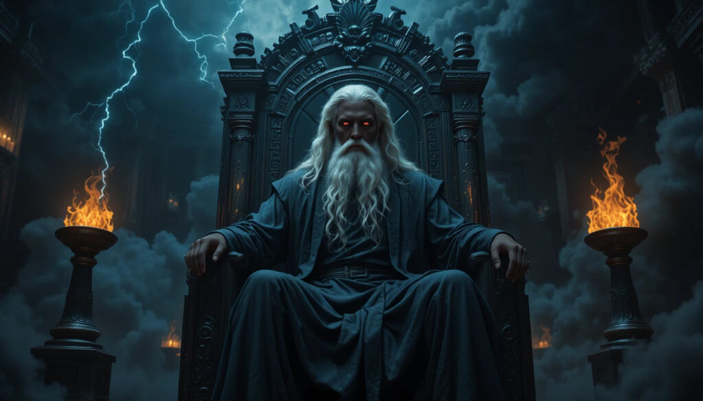 Yahweh deus do Antigo Testamento representado como entidade autoritária e punitiva contrastando com ensinamentos de Jesus