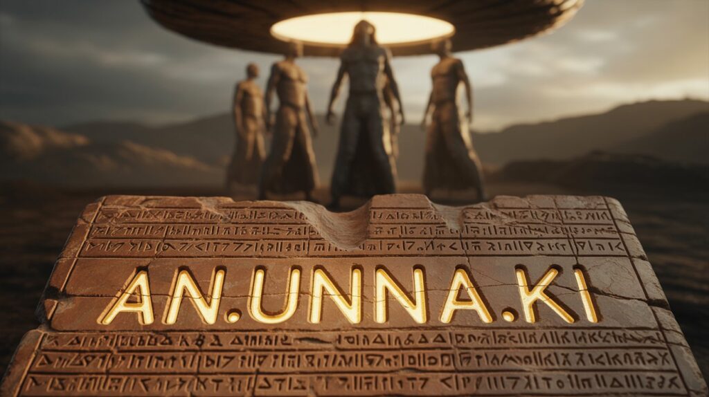 Tablete cuneiforme sumério mostrando nome Anunnaki, significando "Aqueles que do céu à Terra vieram"