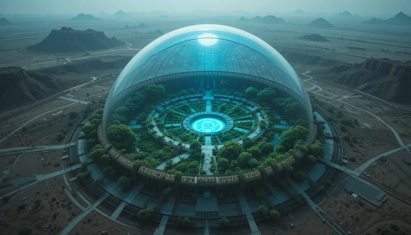 Jardim do Éden representado como instalação de contenção com cúpula de energia revelando natureza de laboratório Anunnaki