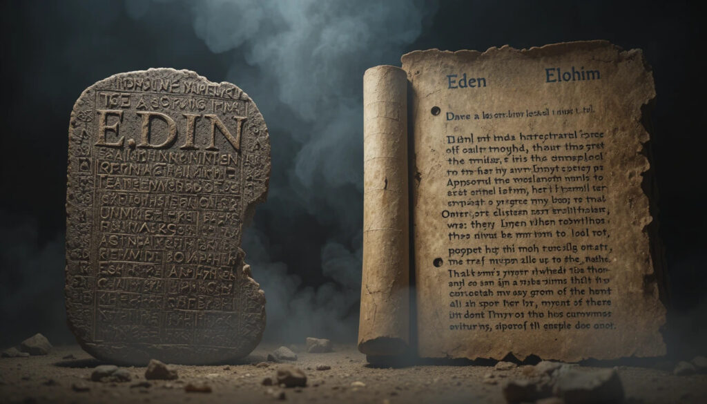 Comparação entre tabletes sumérios e Gênesis bíblico mostrando que história do Jardim do Éden foi copiada da Suméria