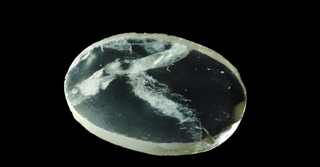 Close-up macro Lente Nimrud cristal rocha curvatura convexa ampliação luz transparência polimento antigo 700 aC