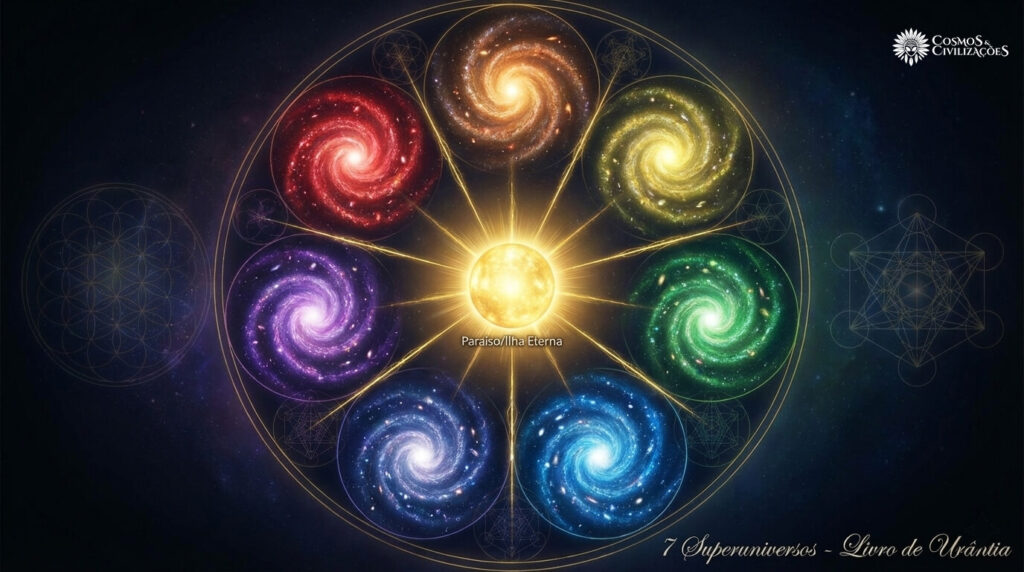 Livro Urântia 7 superuniversos multiverso cosmologia dimensões realidade maior Gênesis parte cosmos vasto