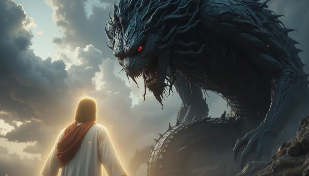 Jesus gnóstico confrontando Yaldabaoth para libertar centelhas divinas aprisionadas no gnosticismo