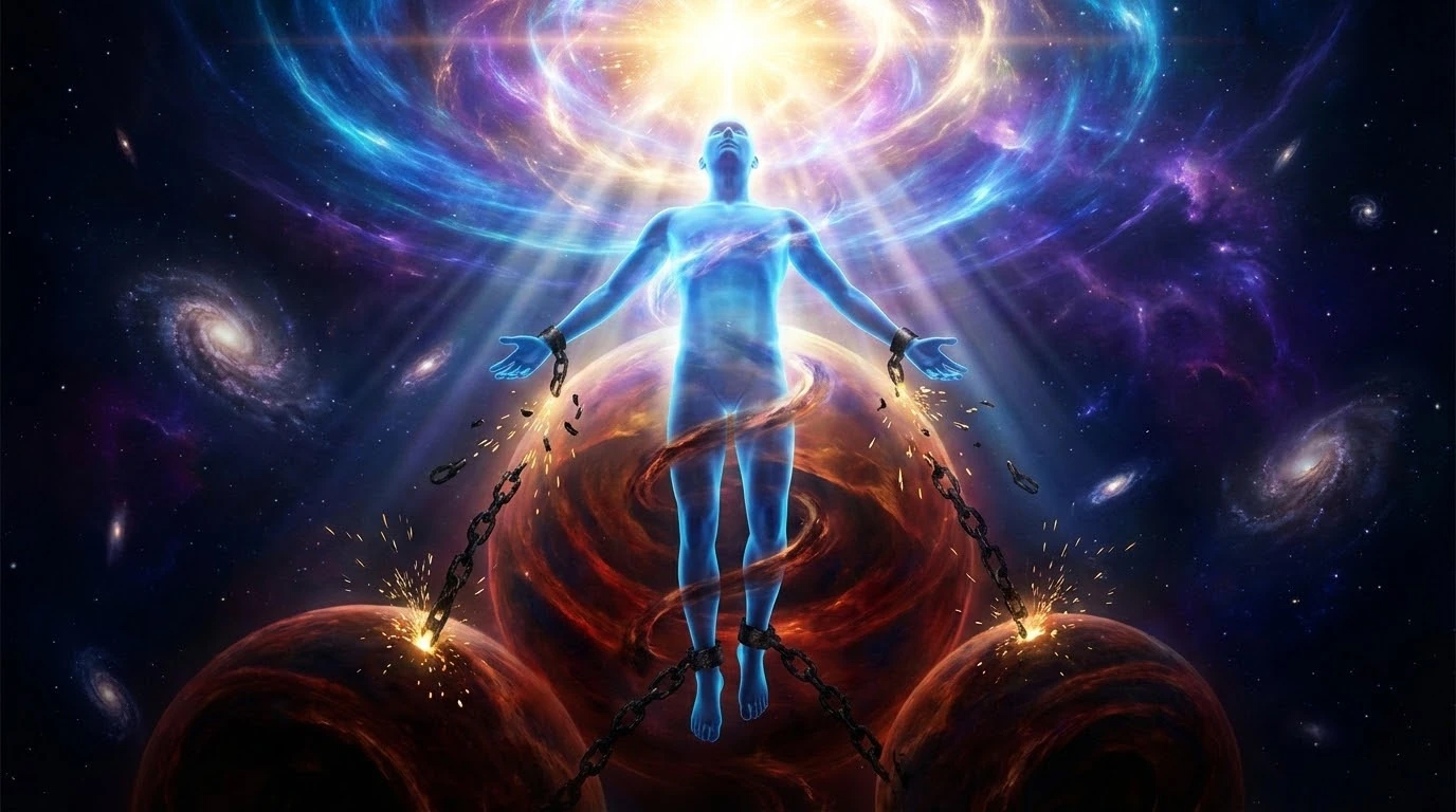 Libertação prisão dimensional elevação frequência ascensão consciência transcendência vibratória saindo matriz 3D despertar espiritual