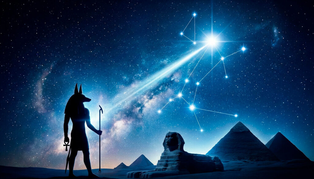 Anúbis ser cósmico de Sírius constelação Cão Maior mostrando origem estelar e conexão com facção libertadora contra Anunnaki