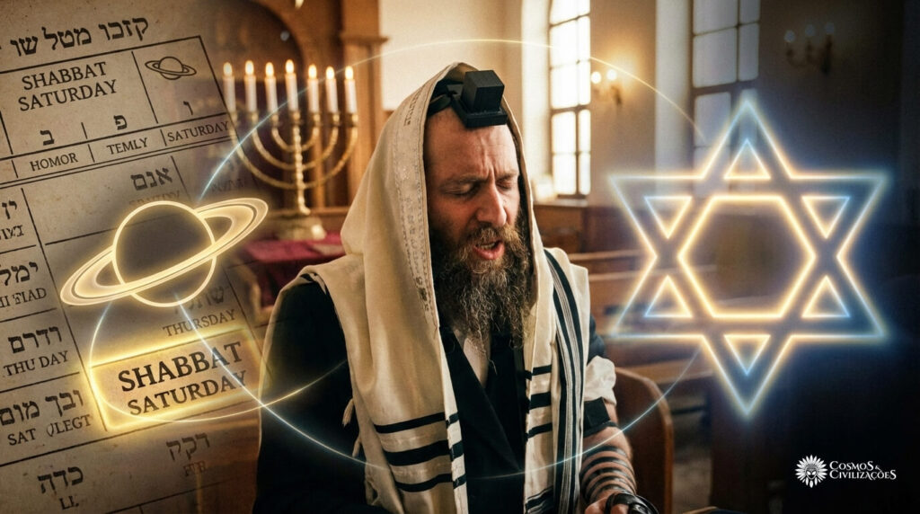 Tripla conexão judaísmo Saturno através de Sabbath sábado Saturday Tefilin cubo negro e hexagrama Estrela de Davi