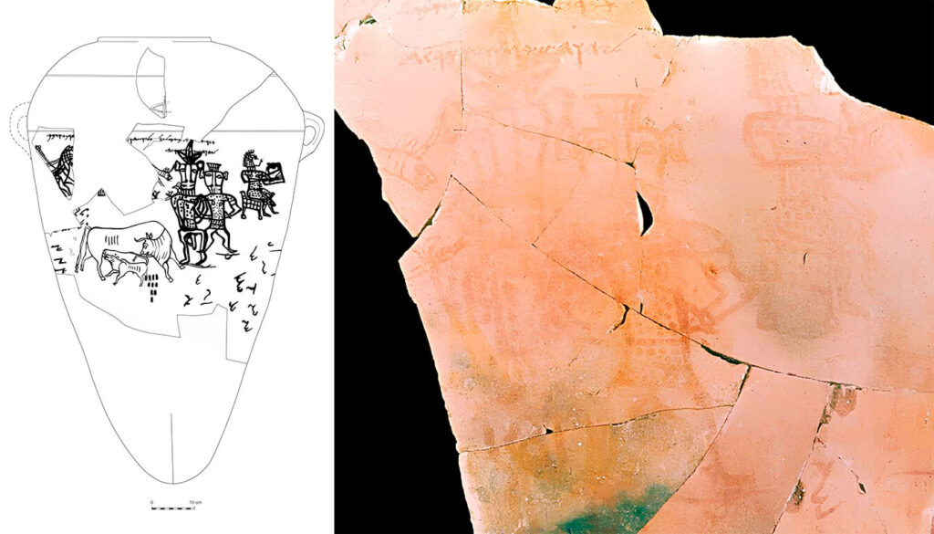 Inscrição arqueológica de Kuntillet Ajrud mencionando Yahweh e sua Asherah comprovando culto à deusa nos textos hebraicos antigos